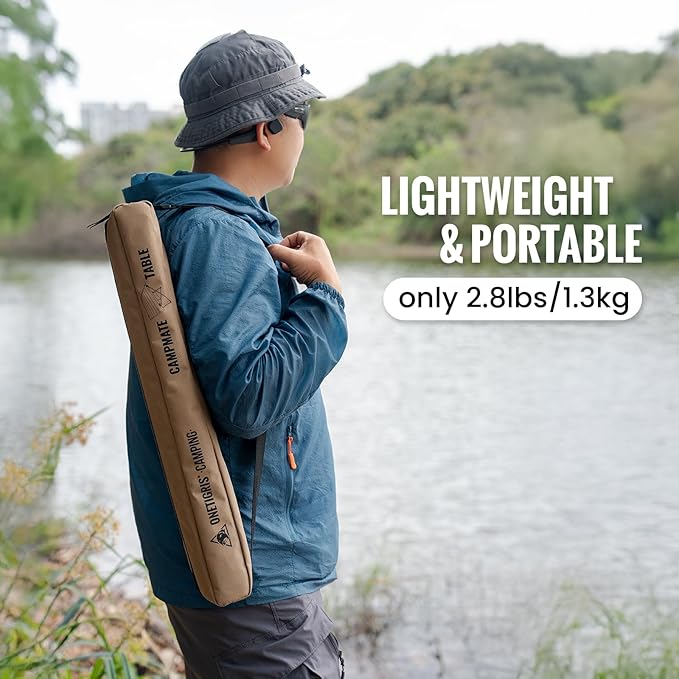 ONETIGRIS Foldable Camping Table Lightweight Portable Table Sturdy &amp Quick Setup Holds Up to 66 lbs Perfect for Camping Hiking Backpacking Picnic Beach Travel