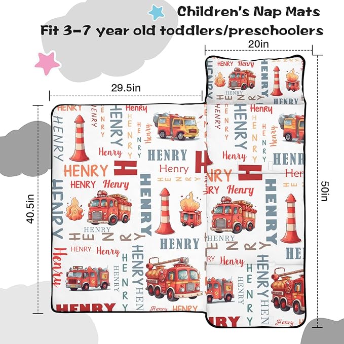 Personalized Toddler Nap Mat – Custom Name Sleeping Bag with Pillow &amp Blanket Roll-Up Nap Mats for Daycare