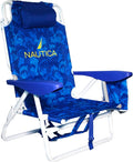 Nautica - Beach Chair Five Position Backpack Chair Portable &amp Adjustable with Padded Pillow and Cup Holders (Hibiscus Jungle)