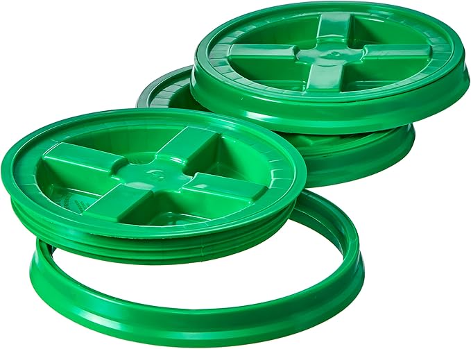 Gamma Seal Lids for 3.5 5 6 and 7 Gallon Buckets – Pack of 3 Green Gamma Lids – Food Grade BPA Free Reusable Made in USA
