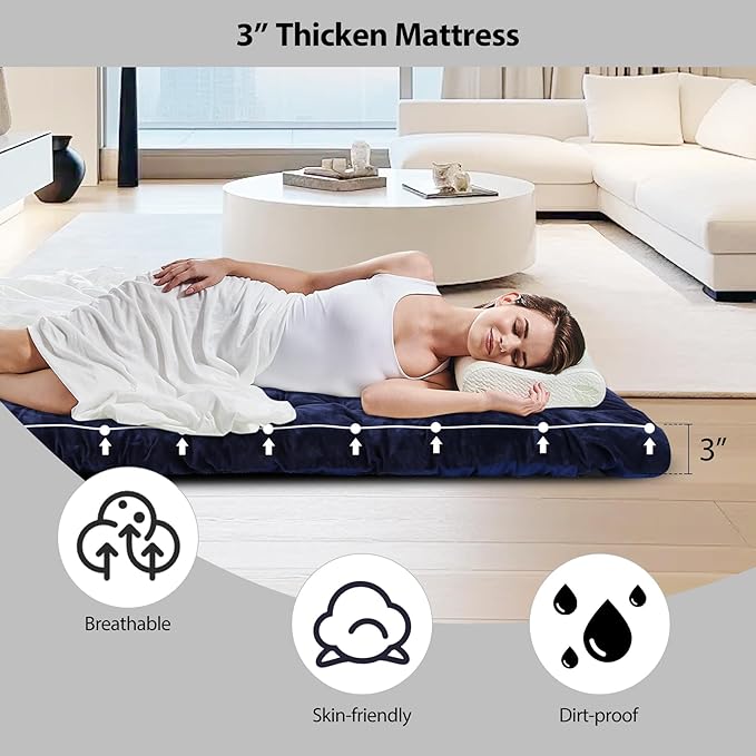 REDCAMP Folding Cot Pads for Sleeping Extra Thick Soft Comfortable Velvet &amp Corduroy Cotton Camping Cot Mattress Pad for Backpacking Hiking Black Blue Brown Grey 75x30 inches