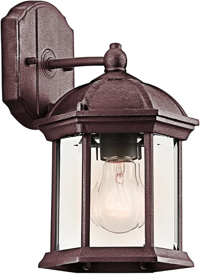 Kichler Barrie 10.25 1 Light Outdoor Wall Light with Clear Beveled Glass in Tannery Bronze