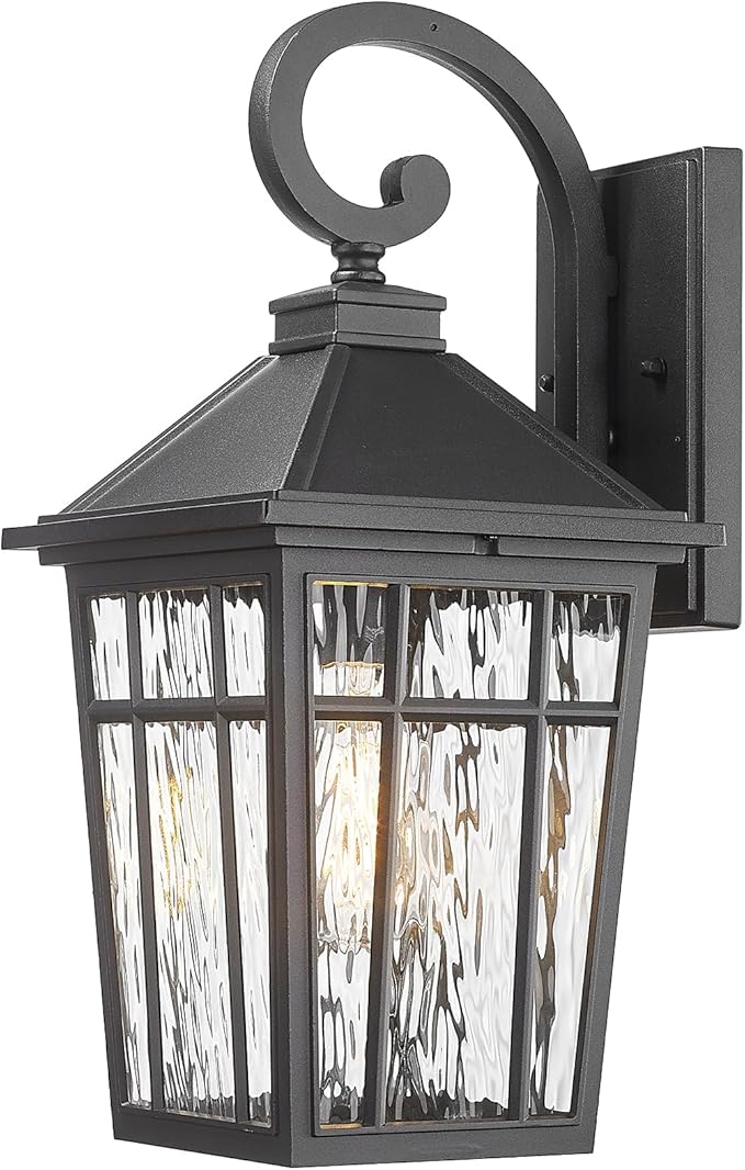Porch Lights Outdoor Waterproof Exterior Lighting Fixtures 18 Inch Large Size Aluminum Outdoor Wall Lights with Water Ripple Glass E26 Socket