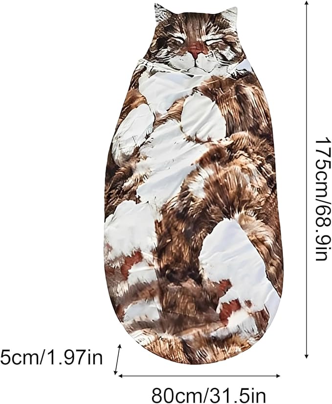 Cat Sleeping Bag for Humans | Camping Sleeping Bags | Plush Cats Print Envelope Mummy Sleepings Bag with Soft Flannel Lining Self | Giant Plush Envelope Design Sleep Sack Cats Blanket for Humans