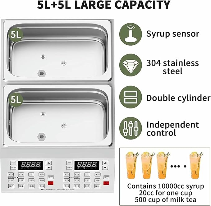 Fructose Quantitative Dispenser Filling Machine 5L Double-Cylinder Fully Automatic Sugar Syrup Quantifier for Commercial Use