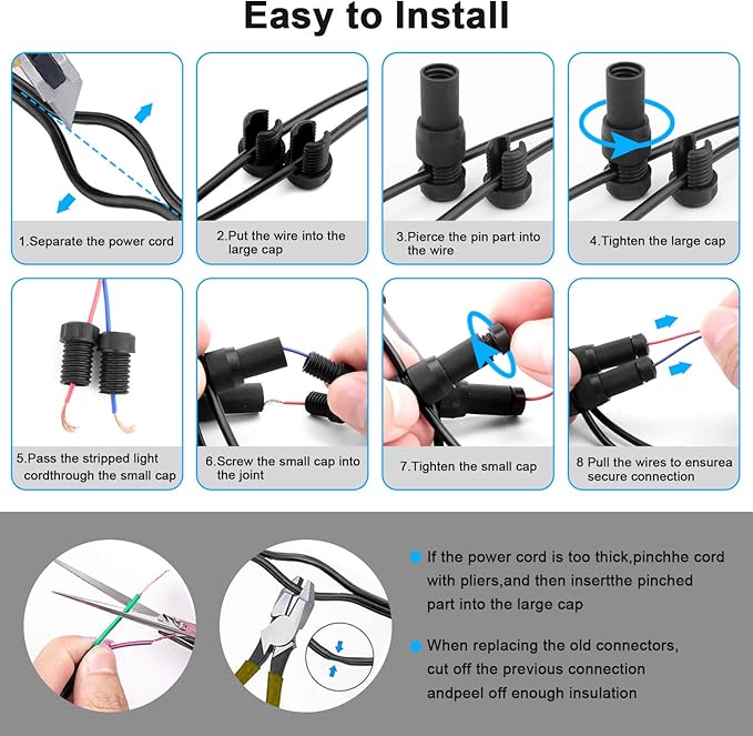 50 Pack Low Voltage Landscape Light Wire Connector Outdoor 14-20 Gauge Cable Connectors for Landscape Path Lights Work with Malibu Paradise Moonrays and More
