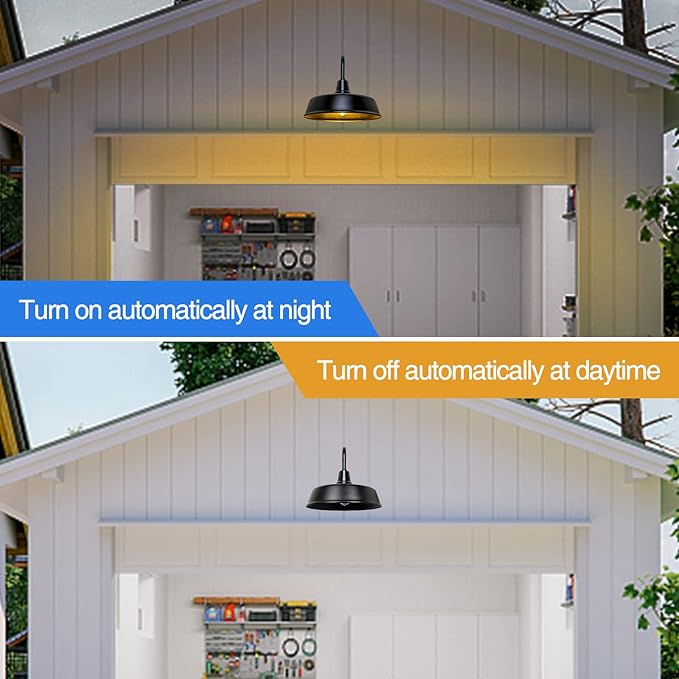 24 inch Barn Lights Outdoor Gooseneck Lighting Dusk to Dawn Black Exterior Barn Lights Farmhouse Wall Lighting Fixtures with Sensor for Porch Garage (2 24 Diameter)