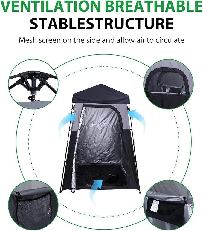 Nice C Camping Shower Tent Instant Pop Up Privacy Changing Tent Outdoor Shower Enclosure Toilet Tents Camping Bathroom Oversize (Square – 1 Room)