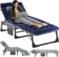 NAIZEA Folding Camping Cot W/Mat for Adults Adjustable Lounge Chair Outdoor Heavy Duty Sleeping Cot Bed Travel Camp Cots for Pool Beach Patio Sunbathing