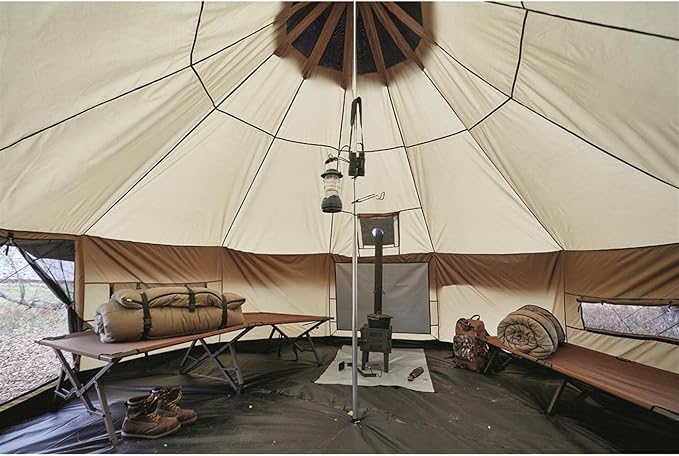Guide Gear Base Camp Tent Outdoor Hiking Hunting Four Season Camping with Stove Jack