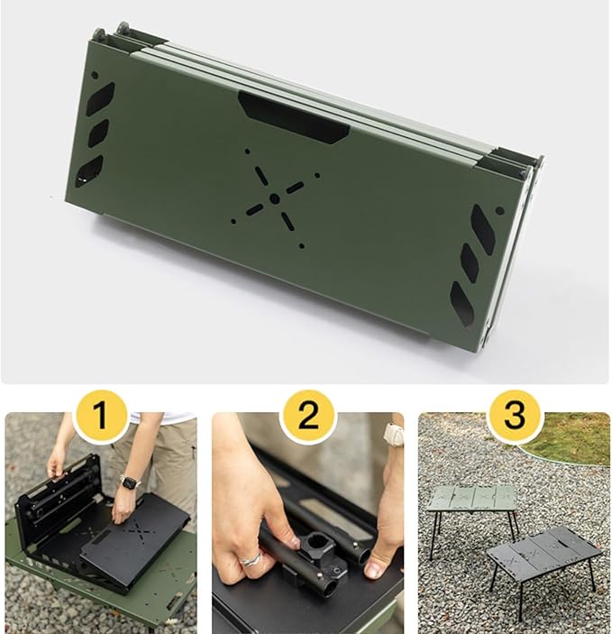 Outdoor Folded Table Regulable Rack Desktop Desktop Double Layers Storage Rack for Camping and Hiking