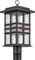 KICHLER Beacon Square 20.75 1-Light Outdoor Post Light with Clear Hammered Glass in Textured Black for Walkways Driveways (20.75 x 9.5 x 9.5) 49832BKT