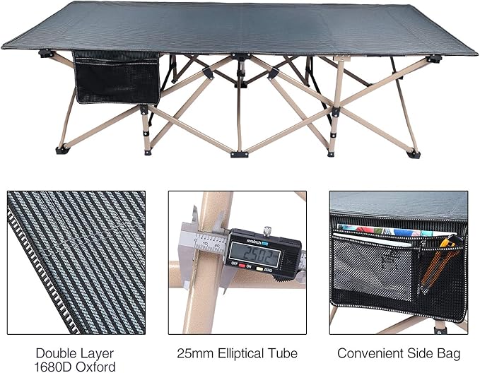 REDCAMP Oversized Camping Cots for Adults 500lbs 33.5'' Extra Wide Tall Sleeping Cots Heavy Duty XL Cots Portable for Outdoor Indoor Office Dark Grey