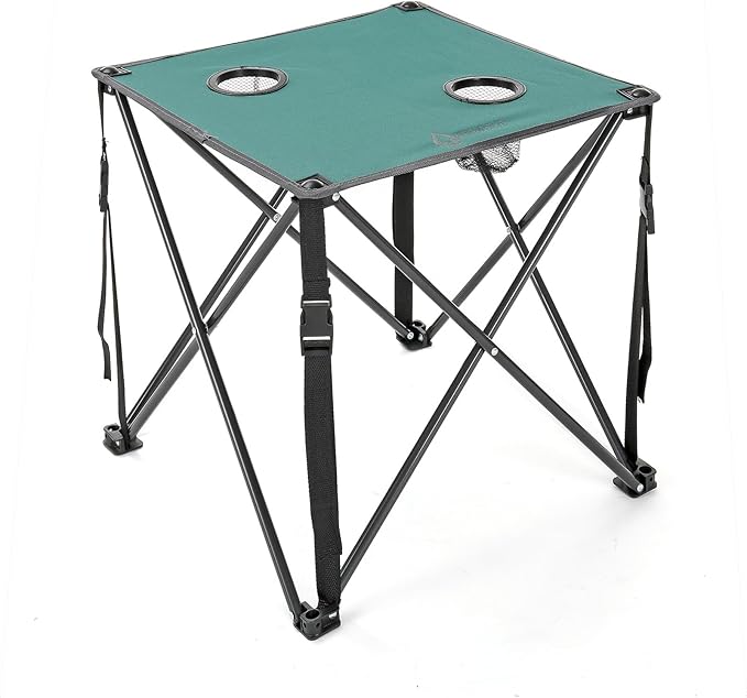 ARROWHEAD OUTDOOR 26” (66cm) Portable Camping Folding Table 2 Cup Holders Square Carrying Case Steel Frame High-Grade 600D Canvas