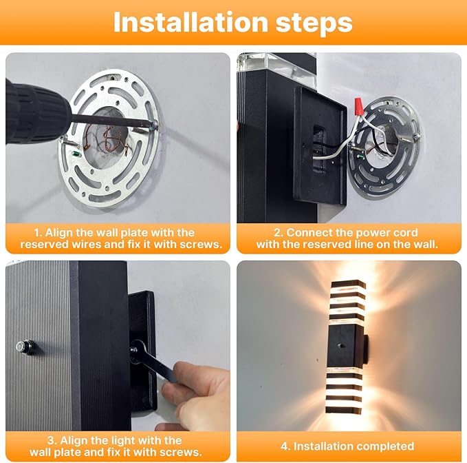 6 Pack Outdoor Wall Light with Dusk to Dawn Sensor IP65 Waterproof Modern Exterior Lighting Fixtures Up Down Black Porch Lights Outdoor for House Garage Patio