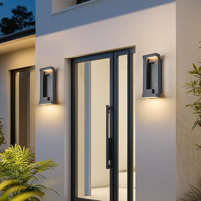 Dusk to Dawn Outdoor LED Wall Lights Exterior Front Porch &amp Patio Light Photocell Sensor Wall Sconce Lamp IP65 Waterproof Anti Rust Outside Lighting for House Doorway Garage