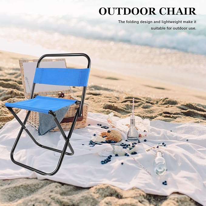Portable Lightweight Folding Camping Chair with Backrest Small Heavy Duty Outdoor Lawn Chair for Adults Blue Foldable Stool for Beach Picnic Fishing and Travel