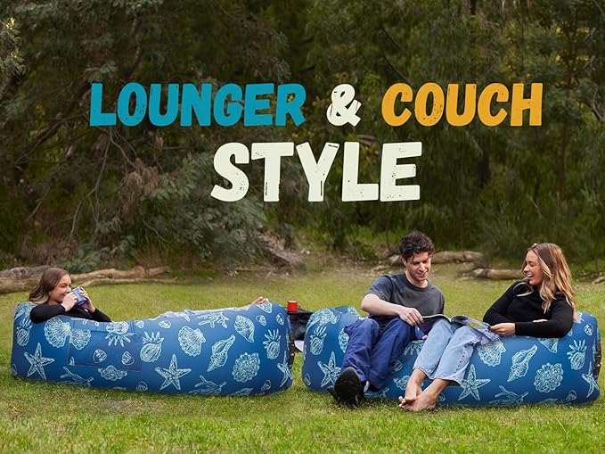 WEKAPO Inflatable Couch Air Lounger Chair - Camping &amp Beach Accessories Portable Blow up Sofa for Hiking Lawn Indoor/Outdoor Movies &amp Music Festivals. Lightweight and Easy to Set Up Air Ham