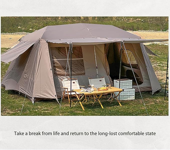 Jupiter 5 6 13 Outdoor Camping Tent for 4 6 8 People Fully Automatic Quick Opening Canopy for Outdoor Picnic Park &amp Family Use Silver Coated Sunscreen &amp Waterproof
