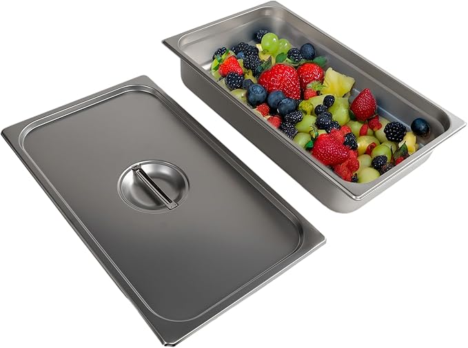 Pearington 12PC 6 PACK HOTEL PAN/FOOD PAN SS 16L FOOD PAN W/LID 304 GAUGE STAINLESS STEEL