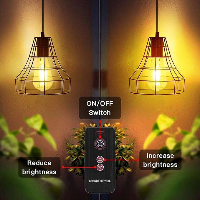 Solar Pendant Lights Outdoor Indoor with Remote Chicken Coop Lights Solar Powered Shed Light with ON Off SwitchSolar Indoor Lights for House Garage Greenhouse Patio Barn Storage
