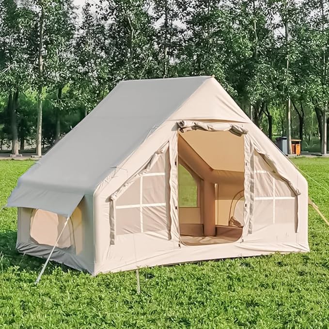 Inflatable Tents for Camping Blow Up Tent House with Hand Pump Easy Setup 4 Season Waterproof Windproof Oxford Air Tent Cabin House for Outdoor Camping Adult Fit for 2-6 Person (10FTx6.6FT)