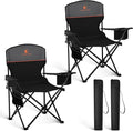 HIGH POINT SPORTS 2 Pack Portable Camping Chair for Adults Folding Outdoor Camp Chair Lightweight Lawn Chairs Folding Collapsible Chair for Camping Tailgates Beach Black Support 250 lbs