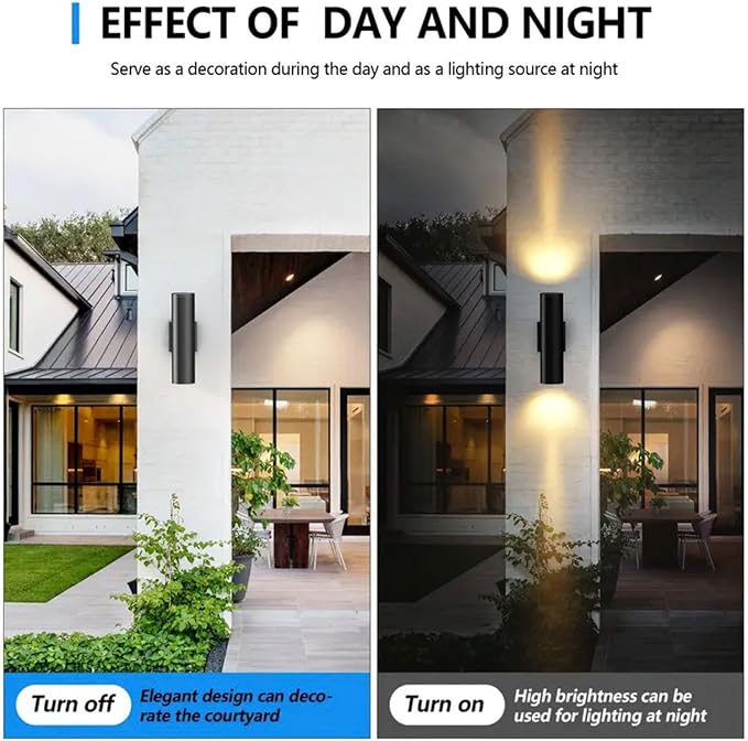 6 Pack 14inch Outdoor LED Wall LightsDay White 4000K 1800LM Up&ampDown Outdoor Wall Light Aluminum Body Waterproof IP65 E26 Base led Porch Light for Wall Patio Garage Garden.