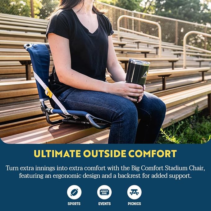 GCI Outdoor Big Comfort Wide Stadium Chair with Adjustable Backrest Black