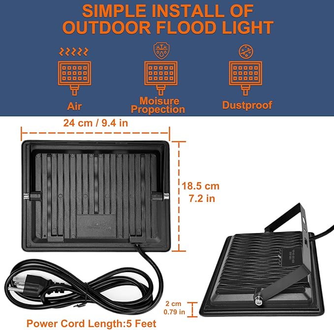 XXBSAZ LED Flood Light Outdoor High Power Commercial Work Light IP66 Waterproof Daylight Super Bright Security Stadium Lights for Parking Lots Warehouses Yard (2 150 Watts)