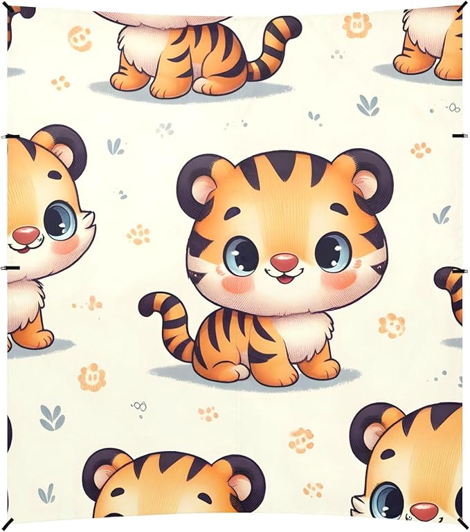 Cute Tiger Funny Camping Sun Shelter Beach Tent Portable Beach Sun Shade Outdoor Canopy for Camping Trips Fishing Picnic