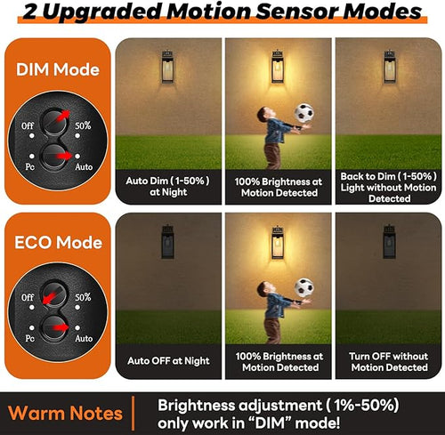 13.6 Motion Sensor Outdoor Wall Sconce Lantern Exterior Waterproof Wall Lights Fixture with Water-Rippled Glass Bronze Outside Mount Lighting for House Porch Garage Patio Bulbs Not Included