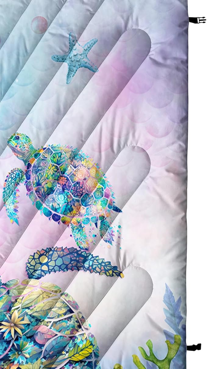 Axolotl Colorful Turtle Printed Camping BlanketRainbow Mermaid Scales Travel BlanketCoral Starfish Lightweight Packable Outdoor BlanketOcean Animal Backpacking for CampingSleepingHikingPicnic