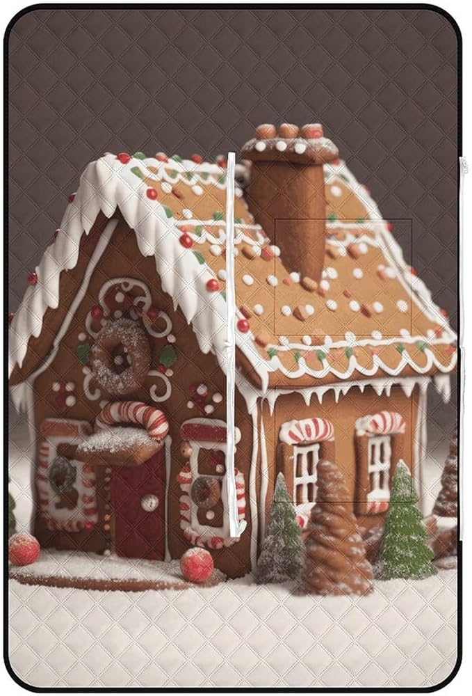 Zipper Gingerbread House Style Picnic Mat Suitable for Travel Camping Park Or Home Use