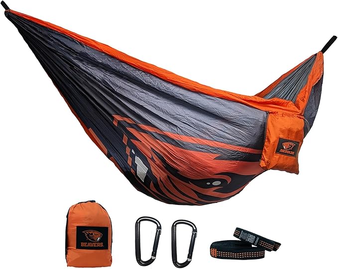 Rincon Official (Oregon State University) University College Hammock - Premium 210T Nylon Spacious 112 x 74 inches (LxW) Double &amp Single Camping Hammock - Portable Gear for Students and Alumni