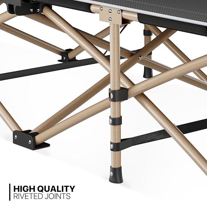 MoNiBloom Folding Sleeping Cot for Adults Easy to Set Up Portable &amp Lightweight Camping Cot for Outdoor Camping Lounging and Elevated Napping Support 360 lbs Black