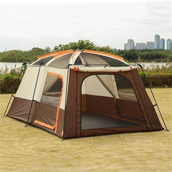 Extra Large 2-Room Family Cabin Tent – 10/12/14 Person Capacity with 3 Doors 3 Mesh Windows for Camping &amp Picnic