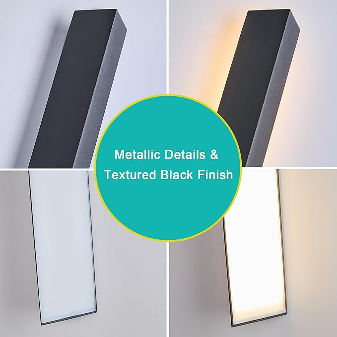 Modern Outdoor Porch Light Patio Lamp in 20W 3000K Integrated LED with Aluminum Triangle &amp Frosted Glass IP65 Waterproof Wall Sconce2 Pack(Textured Black)Can Installed in Any Direction.