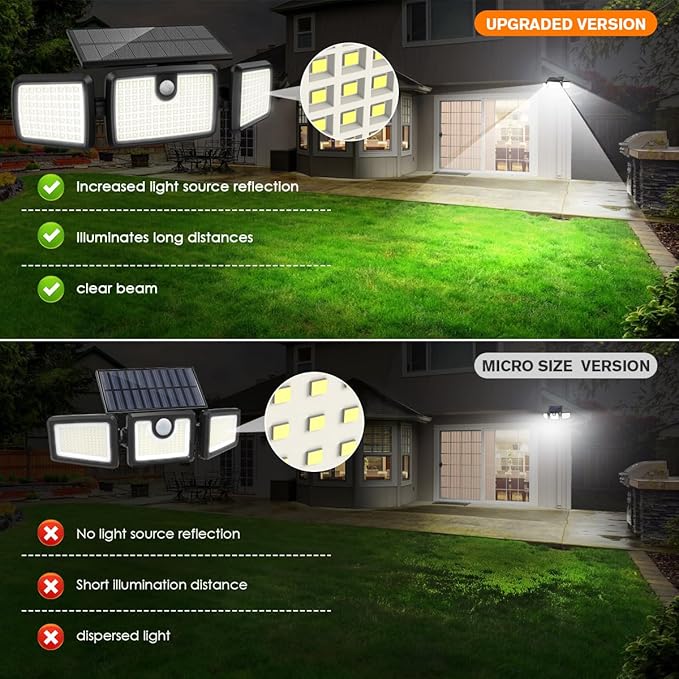 MIHANI Solar Lights Outdoor Quick Charge Solar Motion Deck Lights Outdoor for Deck with High Brightness Larger Built-in Tempered Glass Panel Sensitive PIR Motion Inductor (Remote2 Pack)