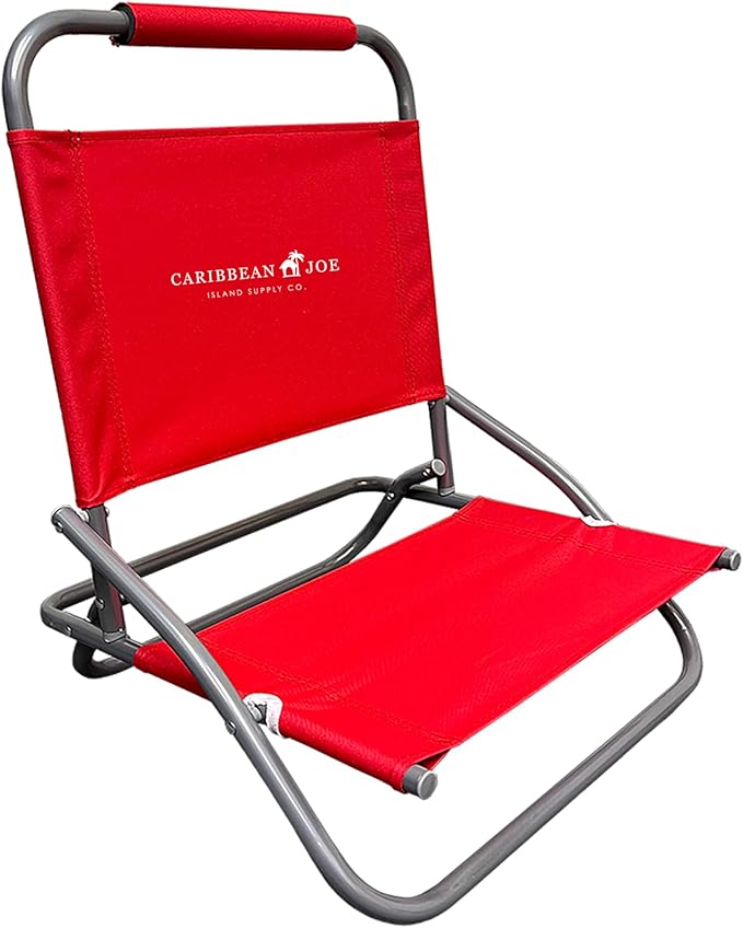 Caribbean Joe Folding Beach Chair 1 Position Lightweight and Portable Foldable Outdoor Camping Chair Red