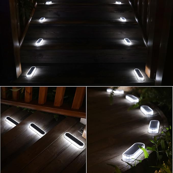 Honalia Solar Deck Dock Driveway Lights Outdoor Solar Powered Waterproof Cool White Driveway Markers Concrete Step Lights for Deck Stairs Dock Marine 6 Pack