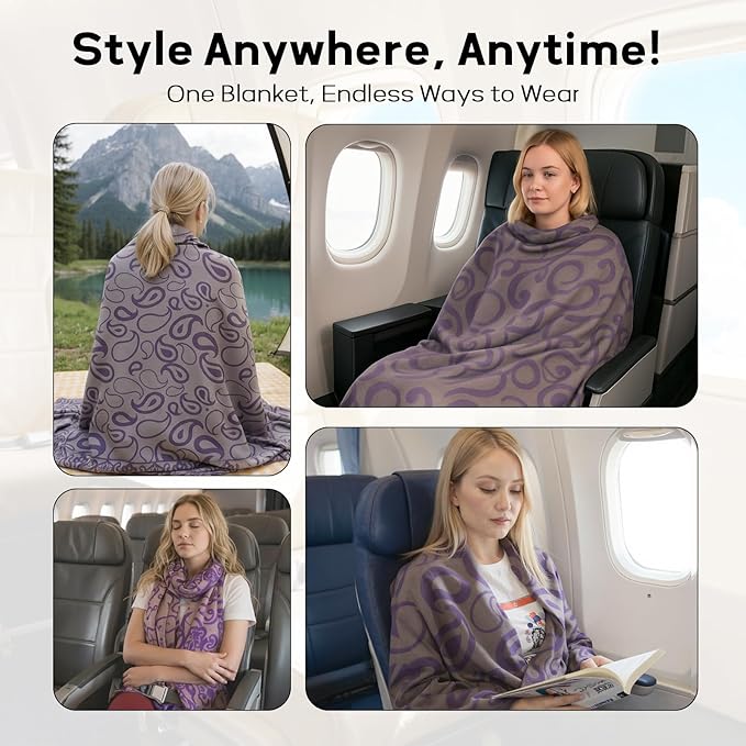 Travel Blanket Airplane - Ultra Soft &amp Lightweight Knit Design Compact Airplane Blanket53x72 InchStylish Travel Shawl Wraps for FlightsOfficeHome UseTravel Essentials &amp Gifts