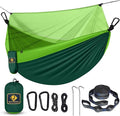Camping Hammock with NetTravel Portable Lightweight Hammocks with Tree Straps and Solid D-Shape CarabinersParachute Nylon Hammock for Outsides Backpacking Beach Backyard Patio Hiking