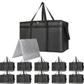 Bodaon Large 10-Pack Insulated Food Delivery Bag With Hard Bottom XXXL Catering/Pizza Cooler Bags Rideshare Delivery Bag Thermal Cold/Hot Styrofoam Carrier for Travel/Shopping/Car