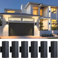 tewei LED Outdoor Wall Sconce Lights Modern Exterior Lighting Fixtures with 7W LED Bulbs Matte Black Square Up and Down Outdoor Lights for House Front Porch Garage Warm White 3000K 6 Pack