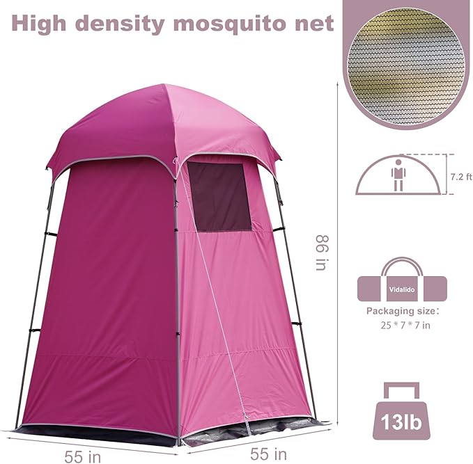 Vidalido Outdoor Camping Shower Tent Easy Setup Privacy Tent Changing Room Portable Camp Shower Tents for Camping with Floor Waterproof Privacy Shelters Camping Toilet Tent