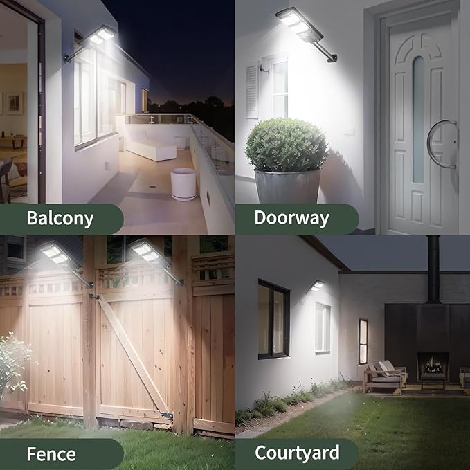 Solar Street Lights Outdoor Waterproof: 2 Pack LED Solar Dusk to Dawn Flood Light Outside 10000 Lumen Solar Powered Security Exterior Wall Mount Lamp Motion Sensor Remote Control for Yard Parking