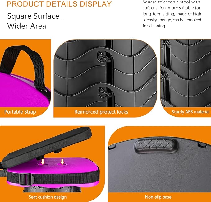 Foldable Camping Stool with Cushion Portable Folding Stool with Nylon Bag Collapsible Stool for Adults Portable Max Load 550 LB