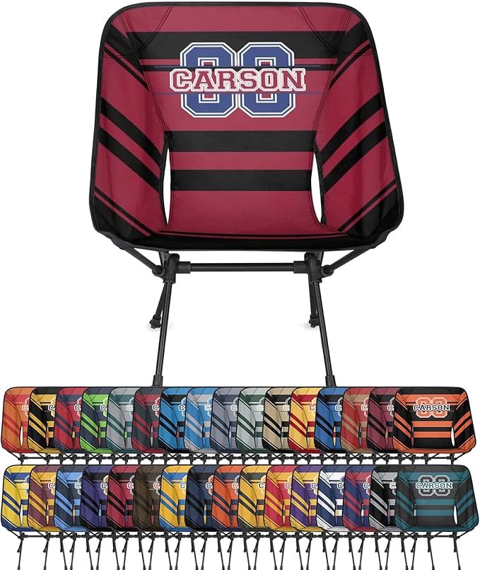 Custom Camping Chair Personalized Foldable Indoor Outdoor Chair Customized Name Lightweight Backpacking Chairs for Sports Basketball Football Baseball Team