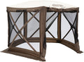 CLAM Pop Up Screen Tent Outdoor Camping Gazebo Canopy Adventure with Wind Panels 9' x 9' Brown